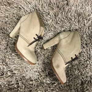 Miu Miu cream grey suede lace up ankle booties